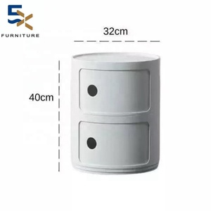 Piccolo <span class=keywords><strong>Comodino</strong></span> di Design Moderno Francese Mobile Contenitore Rotondo a Doppio Strato con Cassetti Tavolino da Notte per Camera da Letto Sotto Scrivania - Product Image 2