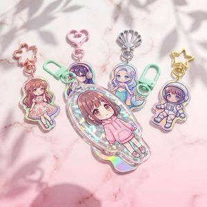 Custom Clear Acrylic Keychain Logo Cartoon Glitter Epoxy Keychain Charm <b>Pin</b> Stand Plastic Key Chain Anime Acrylic Keyring Custom - Product Image 2