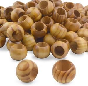 Perles en bois, 100 pièces de 20mm de diamètre, amples et rondes, perles d'espacement avec grand trou (10mm), perles artisanales en bois avec beau Grain pour DI - Product Image 2