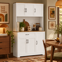 Buffet de cuisine avec huche, comptoir en chêne blanc, 3 portes, 1 tiroir, mélaminé, rangement cuisine et salle à manger, vente en gros OEM