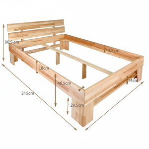 เตียงคิงไซส์โครงไม้แข็ง/เตียงไม้เนื้อแข็งขนาดคิงไซส์หรูหรา - Product Image 1
