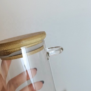 Handmade rõ ràng 250ml 8.3oz Glass gia vị <span class=keywords><strong>Jar</strong></span> với nắp tre và thìa gỗ cho nhà bếp - Product Image 5