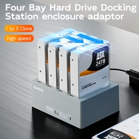 محطة تكثير الأقراص الصلبة MAIWO K3084CL بـ 4 فتحات SATA، محول USB-C خارجي بسرعة 5 جيجابت/ثانية، لقراءة وكتابة الأقراص الصلبة 2.5/3.5 بوصة، بدون الحاجة لأدوات، مصنوعة من البلاستيك