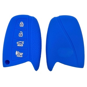 Housse de clé télécommande en silicone à 4 boutons, étui de protection pour clé <span class=keywords><strong>Hyundai</strong></span> Santa Fe DM Grandeur HG Sedan Genesis G80, ensemble porte-clés - Product Image 2