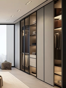 Armadio Moderno Personalizzato in Legno Resistente all'Umidità, Sistema di Guardaroba <span class=keywords><strong>a</strong></span> Pannelli, Mobili per Camera da Letto, Scaffali e Armadietti per la Conservazione dei Vestiti per Uso Domestico - Product Image 1