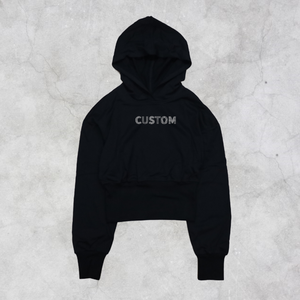 Sudadera Corta de Manga Larga para Gimnasio, 100% Algodón, Estampada, para Mujer, con Logotipo Personalizado, Sudadera con Capucha Corta - Product Image 3