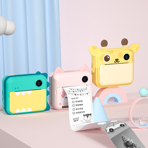 Mini caméra d'impression thermique mignon Animal <span class=keywords><strong>dessin</strong></span> <span class=keywords><strong>animé</strong></span> sans encre double caméra 1080P HD vidéo 2.4 pouces écran caméra instantanée pour les enfants - Product Image 3