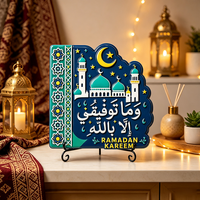 Assiette décorative en résine, impression UV personnalisée, Ramadan Kareem, mosquée, croissant de lune, ornement de bureau arabe avec support, vente en gros OEM