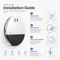 Alarme de porte et de fenêtre à vibration MEINOE130dB avec lumière LED - Détecteur d'intrusion sans fil pour la sécurité à domicile et au bureau CE FCC