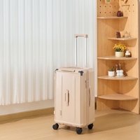 Valise de voyage en PC avec impression de logo personnalisé, extension de 5 cm, port USB frontal, roues silencieuses à freinage antichoc TSA