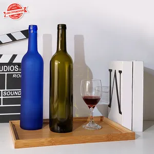 Empty Packaging 750ml clear green round empty bordeaux wine bottle Glass Burgundy Wine Bottle with cork