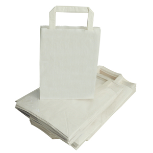 Made In Italy Carte Dozio Brand <b>White</b> Kraft Shopper Flat Handle Size 22+10X29 cm Pack Of 25 Pieces Shopping Retail <b>Paper</b> Bag - Product Image 1