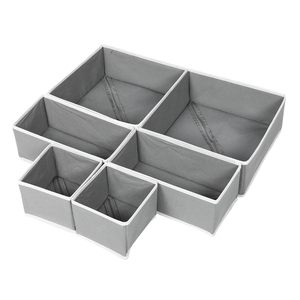 Clothing Organizer Foldable Storage Box Set For <b>Drawer</b> Underwear Solid Color Rectangle Non Woven Fabric - Product Image 1