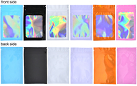 Sacs d'emballage holographiques plastique mylar pochettes plates refermables fermeture éclair laser avec logo personnalisé
