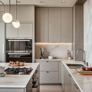 2025 conjunto de armario de cocina Modular moderno diseño de laca muebles de madera para Cocina Casera pequeña - Product Image 6