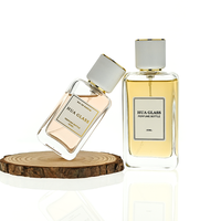 Flacon de parfum vide rectangulaire transparent 30ml 50ml 100ml avec rayures personnalisées, couvercle blanc unique, en verre, avec boîte cadeau