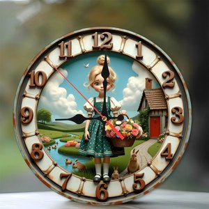 Round Wooden Wall <b>Clock</b> 25x25Cm Silent Non Ticking For Living Room Home Decor - Product Image 1