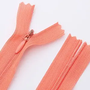 Factory Price Wholesale Close-end 3# Woven Tape And Lace Tape With Drop Of Slider Hidden Teeth Nylon Invisible Zipper For Dress