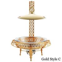 Réchaud de buffet Golden Lace en verre borosilicate de haute qualité et acier inoxydable, chauffe-plats à alcool pour traiteur et hôtel 2L/3L 6