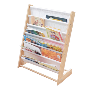 رف كتب خشبي للأطفال مع غطاء قماشي، مكتبة خشبية للأطفال رائجة البيع - Product Image 1