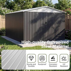 Abri de jardin extérieur 10x16, abri de jardin avec structure de cadre améliorée et portes verrouillables, abris à outils en métal pour jardin arrière-cour - Product Image 6