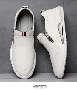 Nuevo estilo para caminar, zapatos informales, <span class=keywords><strong>zapatillas</strong></span> para correr, cremallera, deslizamiento en cómodos zapatos de cuero para hombres - Product Image 3