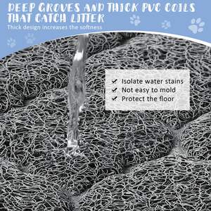 Tapis de litière gris pour chat Tapis de litière anti-dérapant lavable pour chat Tapis de piégeage pour litière pour chat - Product Image 2