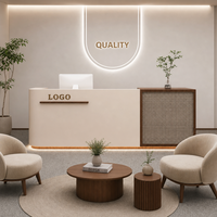 Bureau de réception octogonal moderne personnalisé en MDF laqué avec panneau en bois lamellé pour usage commercial hôtelier et de bureau