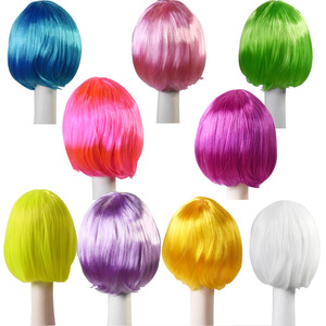 Perruques synthétiques pour femmes, style bob droit, néon, pour déguisements, Halloween, cosplay, carnaval, fêtes promotionnelles, fournitures de fête - Product Image 3