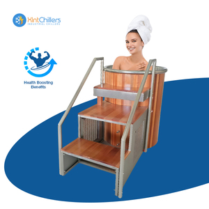 Baignoire de plongeon à froid en bois massif avec isolation thermique, bain de glace avec refroidisseur et filtre, qualité commerciale - Product Image 3