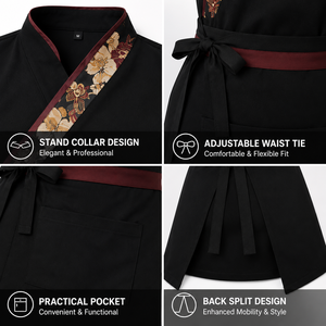 Uniforme de restaurant japonais pour serveuse, 65% polyester 35% coton, style kimono, robe tablier respirante, logo personnalisé OEM ODM - Product Image 3