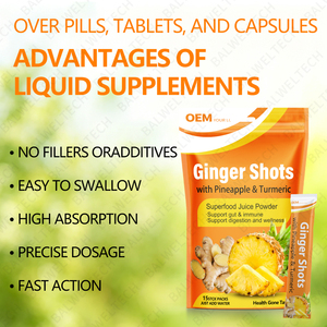 OEM Polvo de Jengibre en Polvo con Piña, Jengibre y Cúrcuma, con Vitamina C, Zinc y Hierro para el Apoyo Inmunológico y Digestivo - Product Image 3
