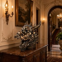 Sculpture de tête de dragon en bronze artisanale, technique de fusion à la cire perdue - Patine personnalisée et dimensions sur mesure, sculpture en bronze