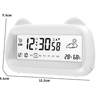Kreative Katzenohren Transparente LCD Digital-Weckuhr für Studenten - Multifunktionale Intelligente Schreibtischuhr Timer Batteriebetrieben