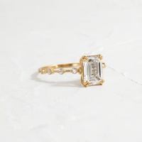 Bague de mariage en or massif 10K/14K/18K avec diamant de laboratoire taille émeraude 0,5-3 carats et pierres latérales dispersées, certifiée IGI, clarté VVS CVD/HPHT