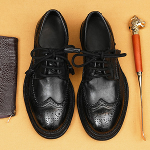 Business casual men's <b>shoes</b> - genuine leather, distressed and handcrafted style - Product Image 2