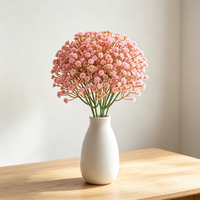 Bunga Baby's Breath Buatan Warna Pink, Rangkaian Bunga Gypsophila Palsu untuk Dekorasi Pernikahan, Dekorasi Rumah, Grosir