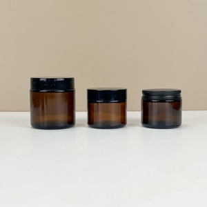 <b>Empty</b> Skin Care Cream Glass <b>Jar</b> 30g 50g 100g 150g 200g Factory Manufacturer Amber Scented Candle Glass <b>Jar</b> with Silver Lid - Product Image 6