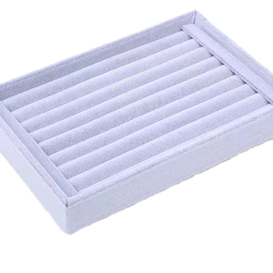 Gray Beige Black Pink Velvet Jewelry <b>Storage</b> Tray Organizer Rectangle Shape <b>Rings</b> Beads Accessory Bangles Set - Product Image 2