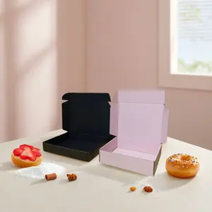 AT PACK Eco-Friendly Takeaway Donut Box Pack Printed with Matt Lamination and Embossing Made of Corrugated Board Folders Type