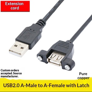Câble d'extension <span class=keywords><strong>USB</strong></span> avec oreilles de fixation par trous de vis, <span class=keywords><strong>USB</strong></span> 2.0 mâle vers femelle, en cuivre sans oxygène - Product Image 2