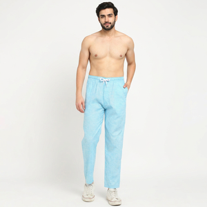 Men's Casual Linen Cotton Pants with Custom Drawstring Straight Bottom and Solid Color Lightweight <b>Trousers</b> - Product Image 1