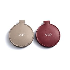 Wholesale Red Round Pocket Double Side Custom Logo PU Leather Delicate Unbreakable <b>Mirror</b> - Product Image 6