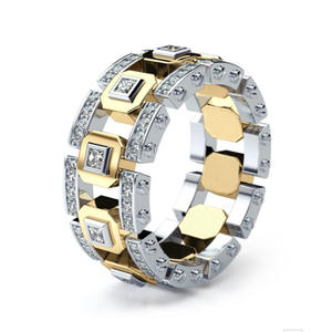 Anillo de Compromiso Unisex de Plata de Ley 925 con Dos Tonos y Diamantes en Oro Rosa de 14k, Modelo Three Heroes Wish - Product Image 1