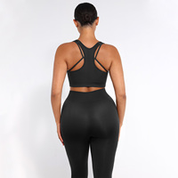 Vractive Wholesale Ensemble 2 pièces de yoga pour femme, soutien-gorge froncé uni extensible léger sans couture et leggings de sport taille haute, col en V