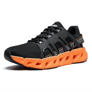 Zapatillas Deportivas de Malla para Hombre, Diseño Transpirable con Estructura Lateral, Forma Geométrica Única, Color Naranja - Product Image 5