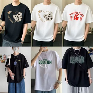 Precio barato Precio competitivo Camisetas casuales para hombres Camiseta de manga corta de moda Hermosa Vintage Impreso Mismo estilo puro - Product Image 3