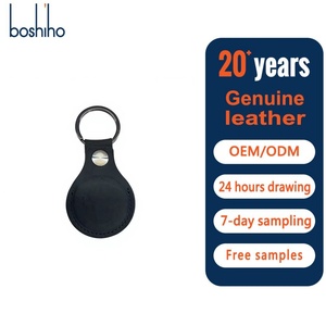 เคสใส่กุญแจหนังแท้ Boshiho ทำมือ พร้อมฝาปิดป้องกัน ใช้ได้กับ AirTag แบบพกพา ติดตั้งด้วยหัวเข็มขัด สำหรับตกแต่งกระเป๋า - Product Image 1