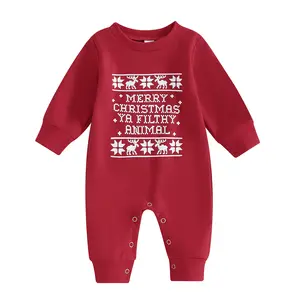 Custom Patroon Kerst Onesies Baby Print Dier Romper Baby Kerst Outfit Kleding Voor Kinderen