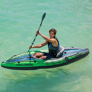 Bote Inflable Individual Tipo Canoa y Kayak con Asiento Ajustable y Respaldo, Bote Inflable para Remar y Navegar - Product Image 1